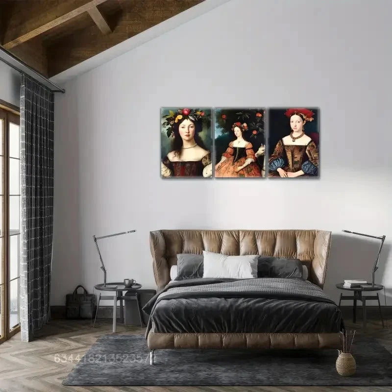 3pcs Portrait art Posters Vintage wall art Poster Metal Print Ready to Hang Art