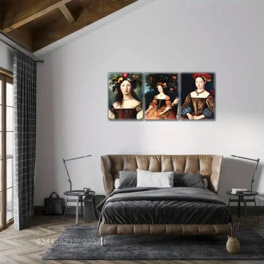 3pcs Portrait art Posters Vintage wall art Poster Metal Print Ready to Hang Art