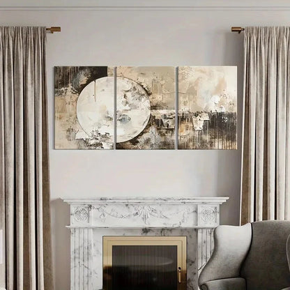 3pcs Abstract Art Modern Design Neutral Colors Metal Print Ready to Hang Art