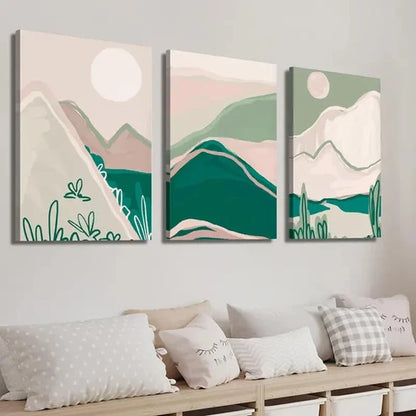 3pcs Abstract Green Nature Landscape Wall Art Set Canvas Unframed - High Quality Print 100% Australian Made Wall Canvas