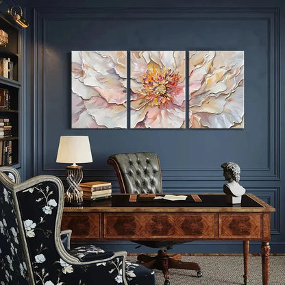 3pcs Abstract Floral Art Soft Pastel Colors Metal Print Ready to Hang Art