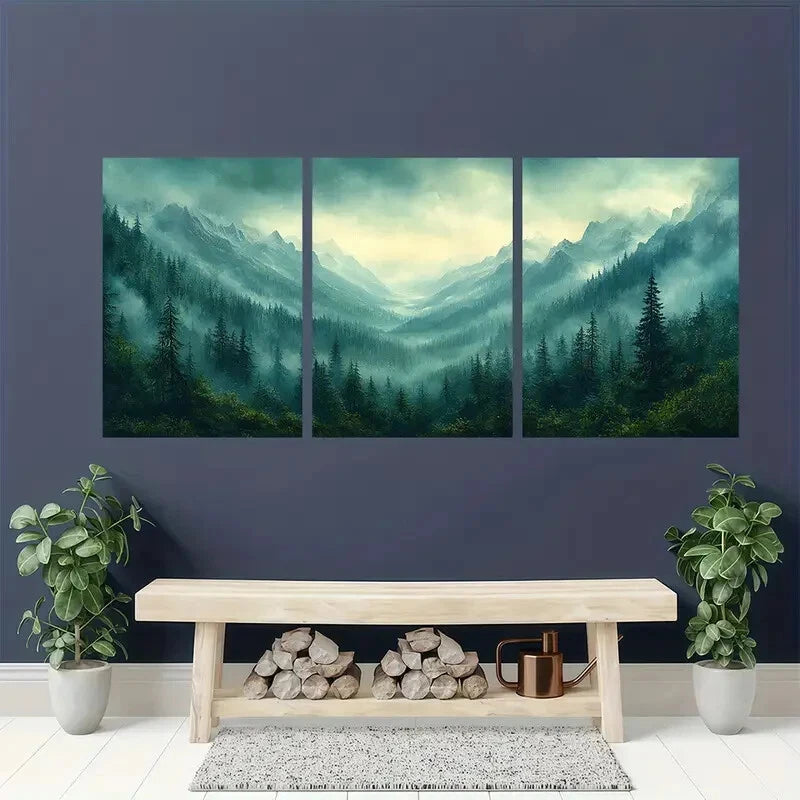 3pcs Watercolor Landscape Serene Landscape Metal Print Ready to Hang Art