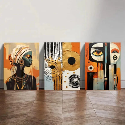 3pcs African American art set of 3 Metal Print Ready to Hang Art