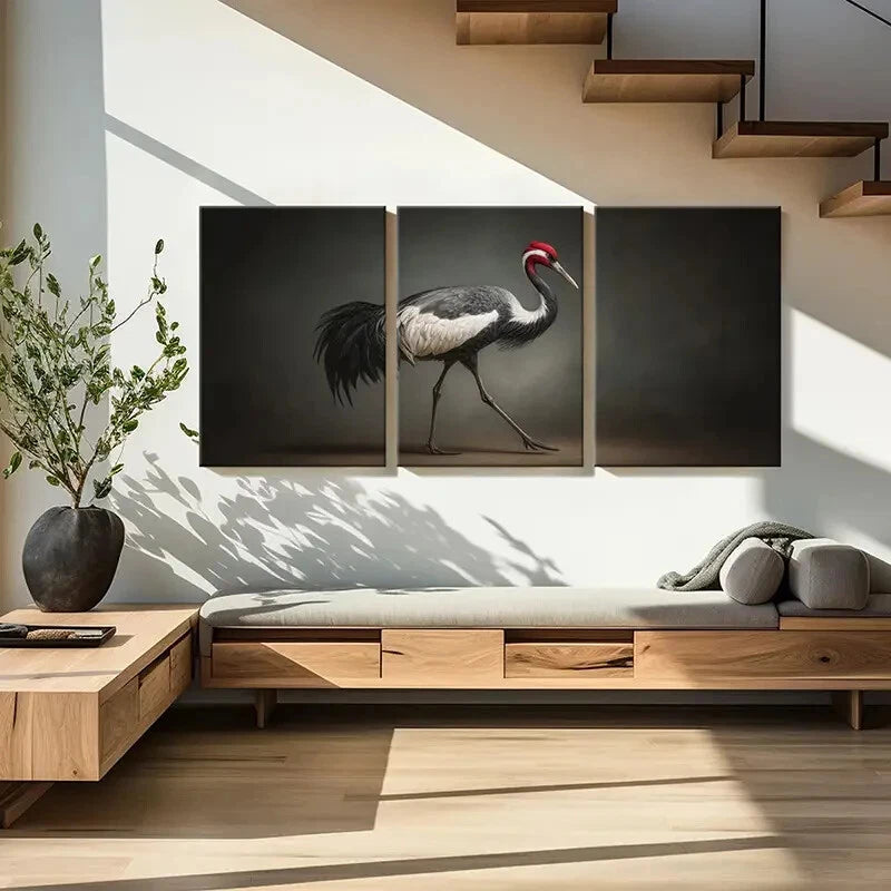 3pcs Elegant Crane Art Wildlife Nature Poster Metal Print Ready to Hang Art