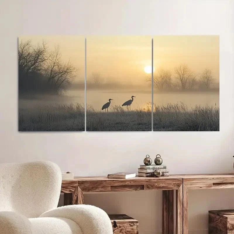 3pcs Summer Dawn Prairie Landscape Metal Print Ready to Hang Art