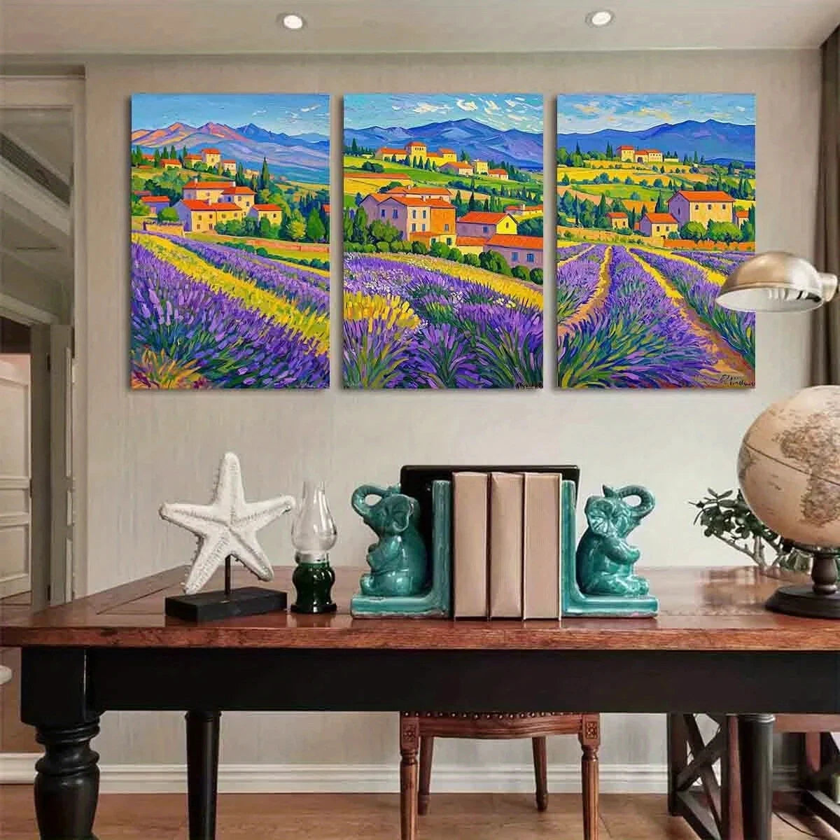 3pcs Vibrant Villages and Sunlit Pathways Metal Print Ready to Hang Art