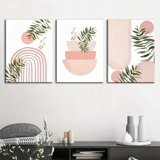 3pcs ink Bohemian & Modern Minimalist Design Metal Print Ready to Hang Art