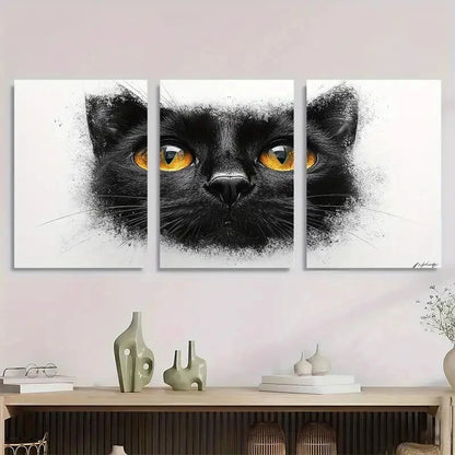 3pcs Black & White Feline Illustration Metal Print Ready to Hang Art