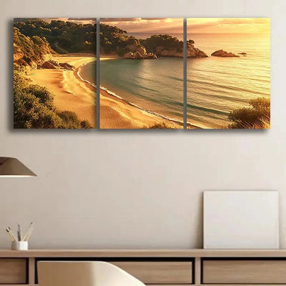 3pcs Serene Beach Sunset Nature Scenery Metal Print Ready to Hang Art
