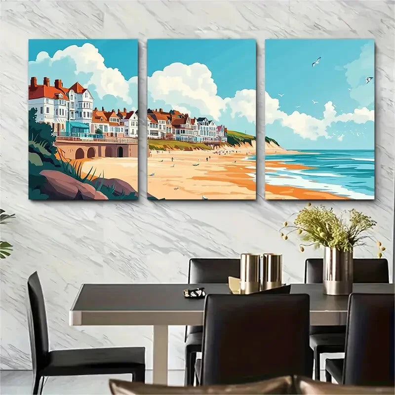 3pcs Cromer Beach Norfolk Coastal Unique Metal Print Ready to Hang Art
