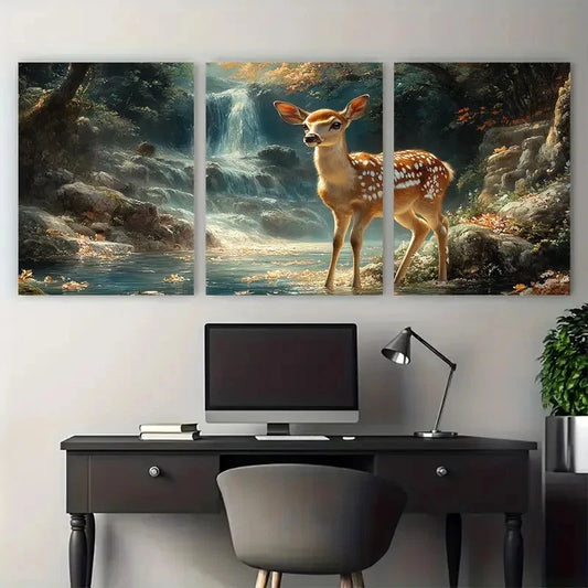 3pcs Serene Nara Deer Japanese Nature Metal Print Ready to Hang Art