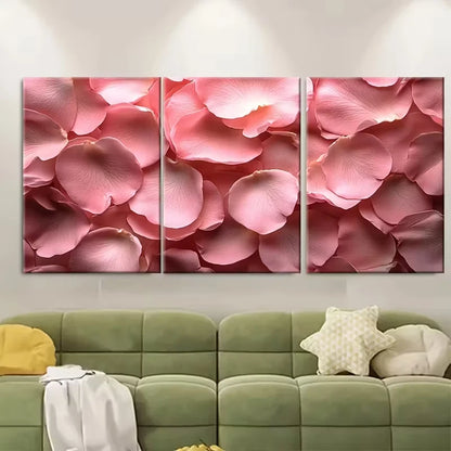 3pcs Delicate Light Pink Rose Petals Abstract Metal Print Ready to Hang Art