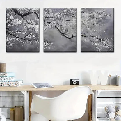 3pcs Elegant Plum Blossom Décor Wall Art Set Canvas Unframed - High Quality Print 100% Australian Made Wall Canvas