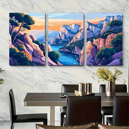 3pcs Calanques France Travel Landscape PosterMetal Print Ready to Hang Art