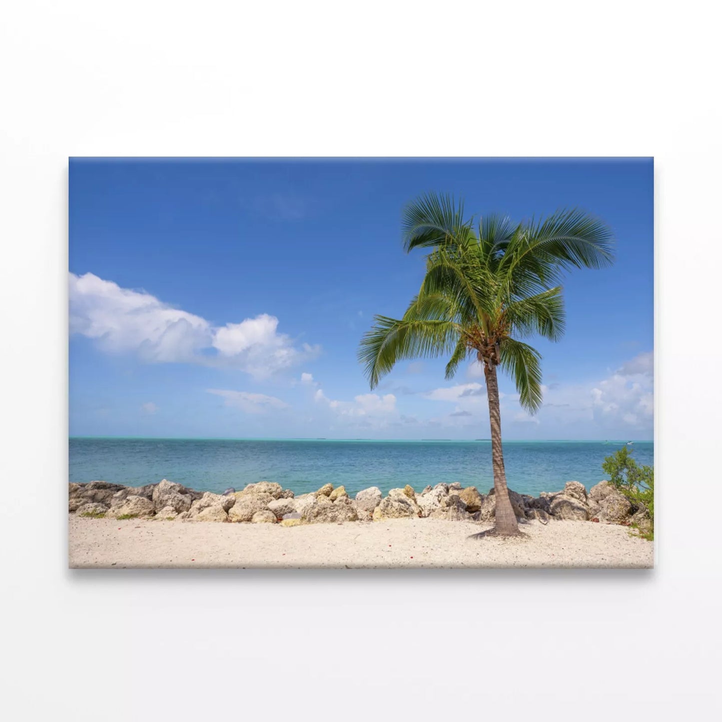 Caribbean Island With Palm Trees Wall Art Decor 100% Australian Made