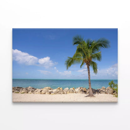 Caribbean Island With Palm Trees Wall Art Decor 100% Australian Made