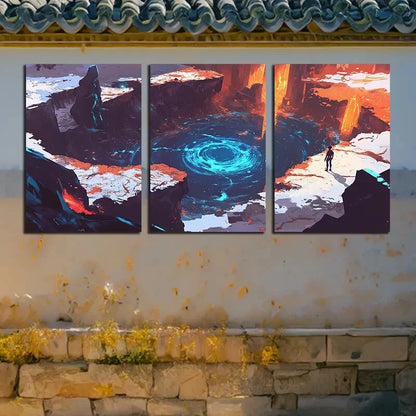 3pcs Beautiful Fantasy Starry Sky and Sea Surface Metal Print Ready to Hang Art