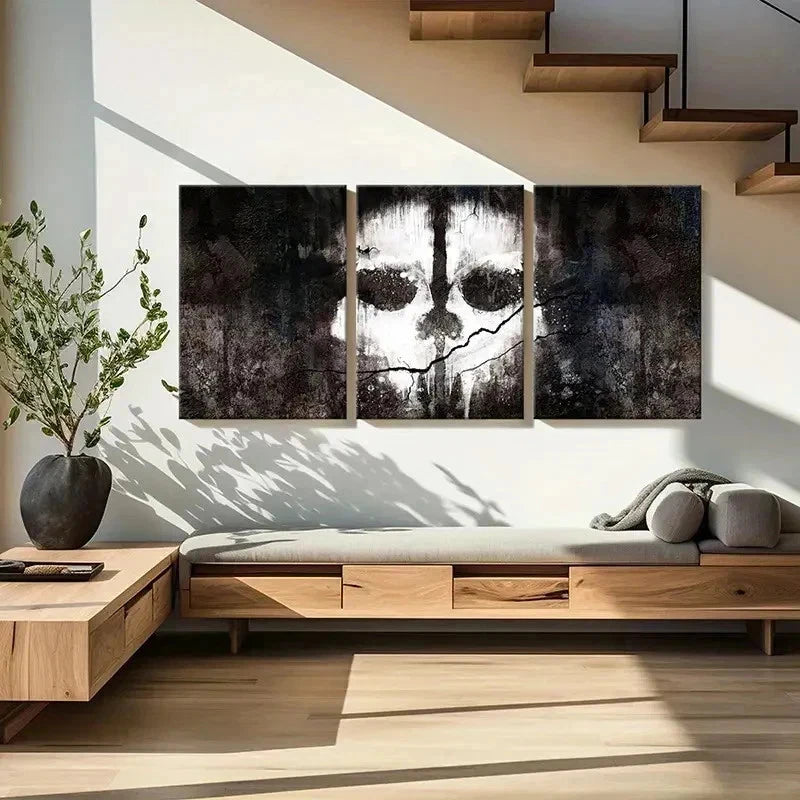 3pcs Game Character Art GHOST Symbol Wall Art Set Canvas Framed 40x60cm - High Quality Print 100% Australian Made Wall Canvas Ready to Hang