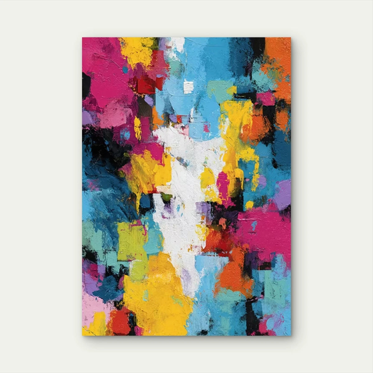 Multicolor Abstract Brushstrokes Painting Metal Print Ready to Hang