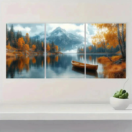 3pcs Scandinavian Scenery Forest Metal Print Ready to Hang Art