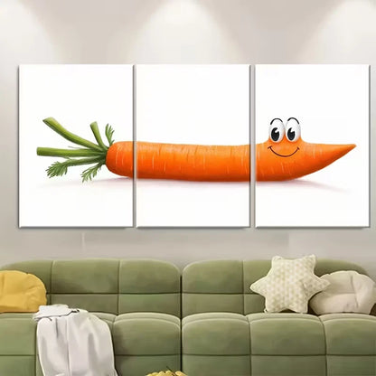 3pcs Smart Carrot Illustration, Funny Reading Metal Print Ready to Hang Art