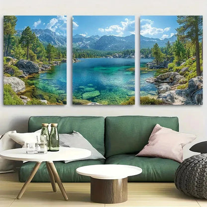3pcs Lake Tahoe from Mount Tallac Breathtaking Metal Print Ready to Hang Art
