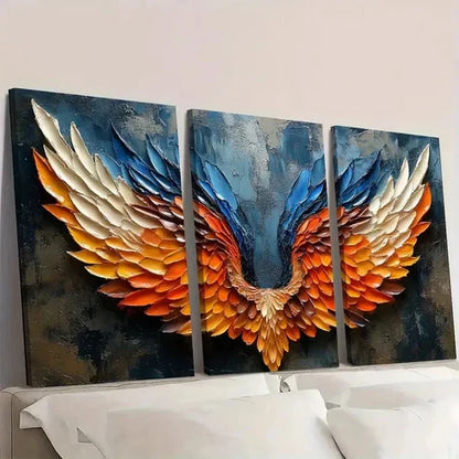 3pcs Huge Textured Wings Wall Art Canvas Unframed - High Quality Print 100% Australian Made Wall Canvas