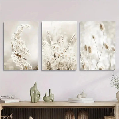 3pcs Neutral botanical prints, Metal Print Ready to Hang Art