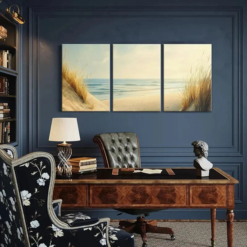 3pcs Beach Sunset Coastal Landscape Ocean Waves Metal Print Ready to Hang Art