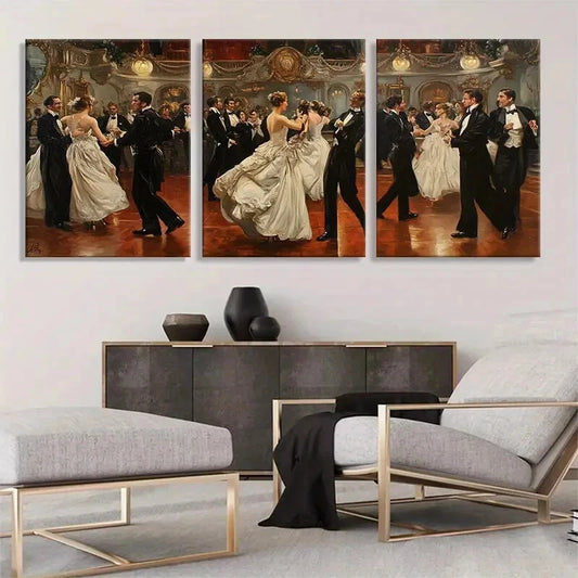 3pcs Elegant Ballroom Dance Couples Perfect Wall Art Set Canvas Framed 40x60cm - High Quality Print 100% Australian Made Wall Canvas Ready to Hang