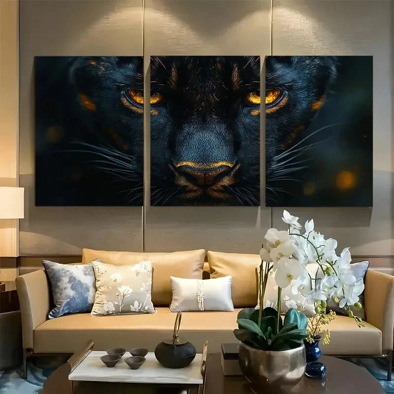 3pcs Jungle Big Cat Panther Metal Print Ready to Hang Art