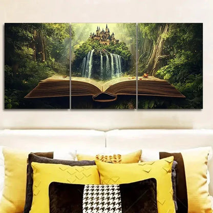 3pcs Book scenery Wall Art Canvas Unframed - High Quality Print 100% Australian Made Wall Canvas