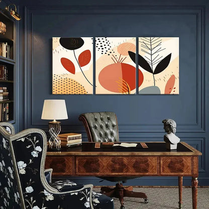 3pcs Abstract Floral Geometric Patterns Art Metal Print Ready to Hang Art