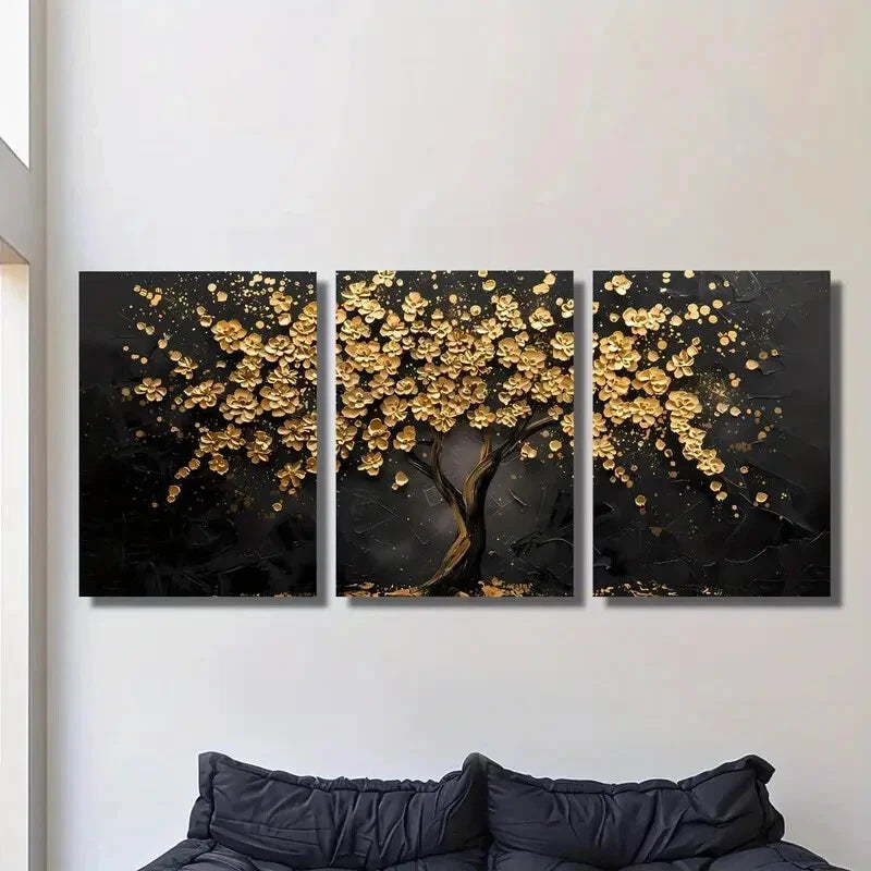 3pcs flower tree oil painting Metal Print Ready to Hang Art