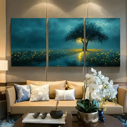 3pcs Moody Rainy Day Art Atmospheric Night Sky Metal Print Ready to Hang Art