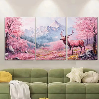 3pcs Pink Pastel Mountain Landscape Metal Print Ready to Hang Art