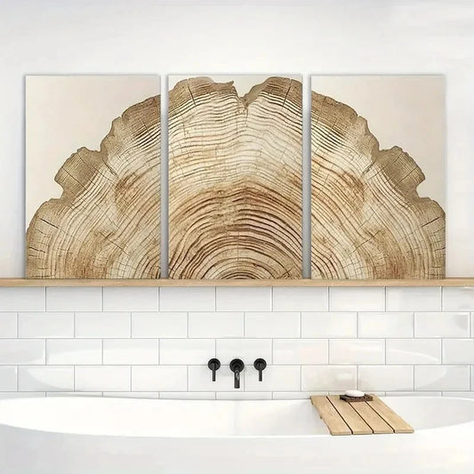 3pcs Tree Ring Wall Art Abstract Nature Metal Print Ready to Hang Art