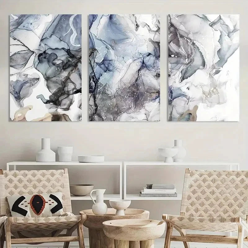 3pcs Abstract Painting Marble Texture Metal Print Ready to Hang Art