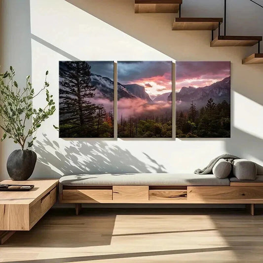 3pcs Mountain Forest Natural Landscape Wall Art Set Canvas Framed 40x60cm - High Quality Print 100% Australian Made Wall Canvas Ready to Hang