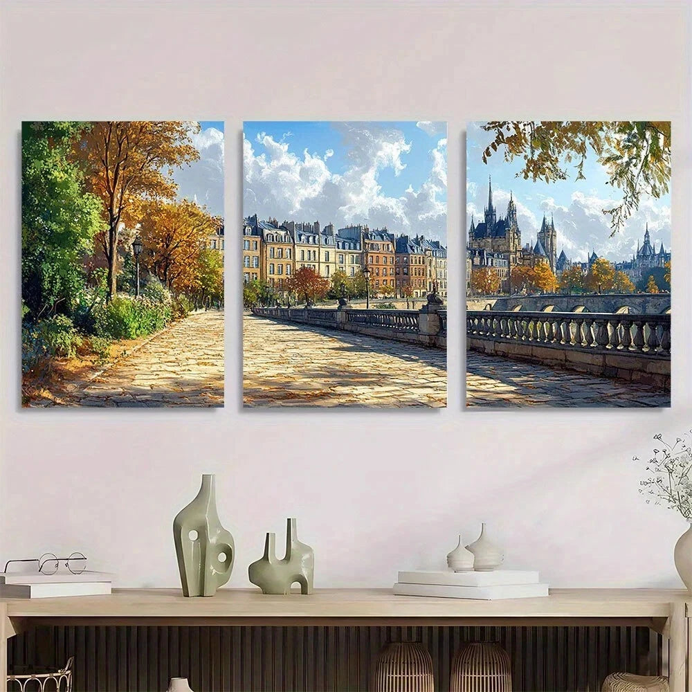 3pcs Vintage French Garden Neutral Style Metal Print Ready to Hang Art