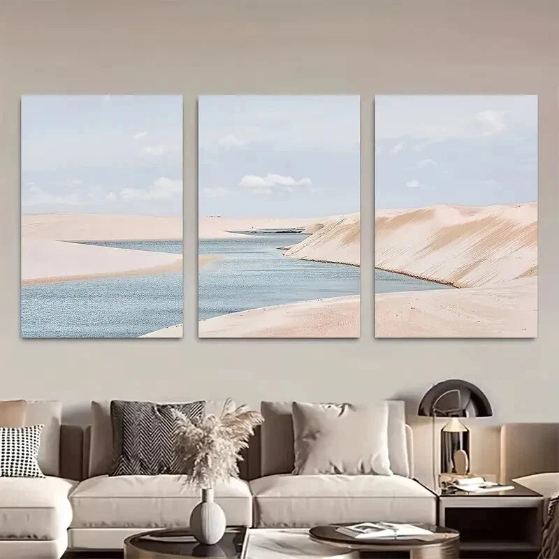 3pcs Coastal Landscape Vibrant Beach & Ocean Scene Metal Print Ready to Hang Art