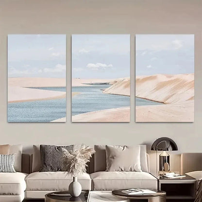 3pcs Coastal Landscape Vibrant Beach & Ocean Scene Metal Print Ready to Hang Art