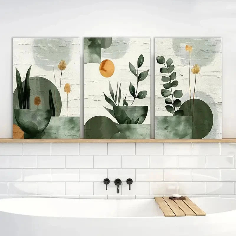 3pcs Painting Boho Wall Art Printing Metal Print Ready to Hang Art