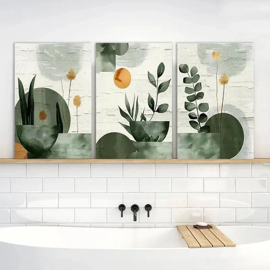 3pcs Painting Boho Wall Art Printing Metal Print Ready to Hang Art