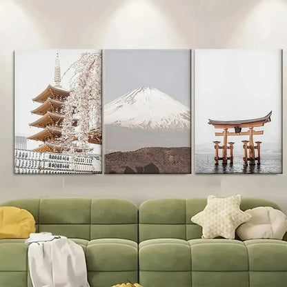 3pcs Modern Japan City Print Travel Art Print Metal Print Ready to Hang Art