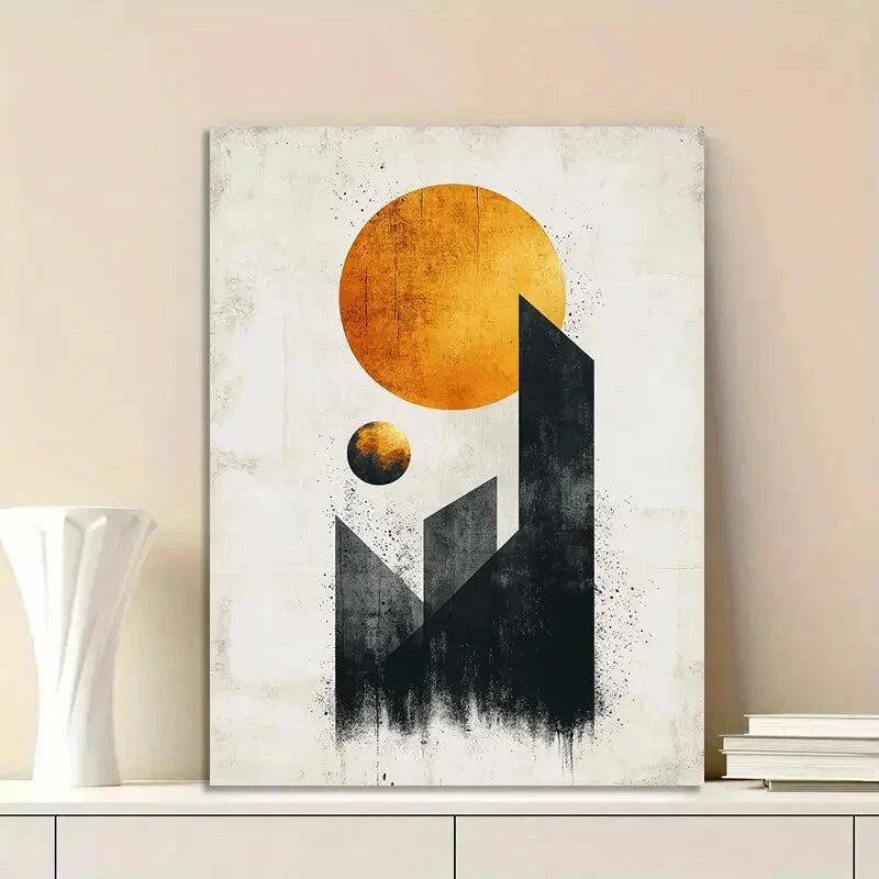 Minimalist Moon and Earth Illustration Painting 40x60cm Metal Print Ready to Hang