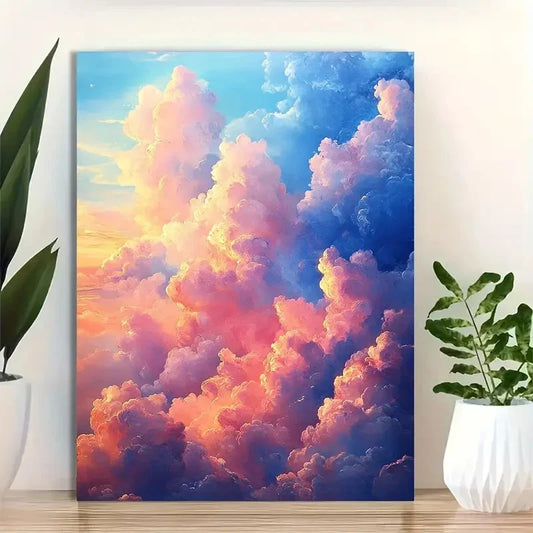 Beautiful Soft Textured Sky In Pastel Hues Painting  40x60cm Metal Print Ready to Hang