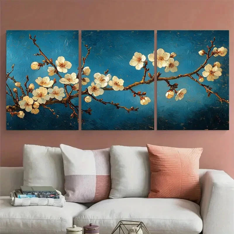 3pcs Vincent van Gogh's Almond Blossoms Metal Print Ready to Hang Art