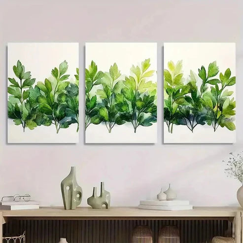 3pcs Herbs Watercolor Green Nature Wall Art Set Canvas Unframed - High Quality Print 100% Australian Made Wall Canvas