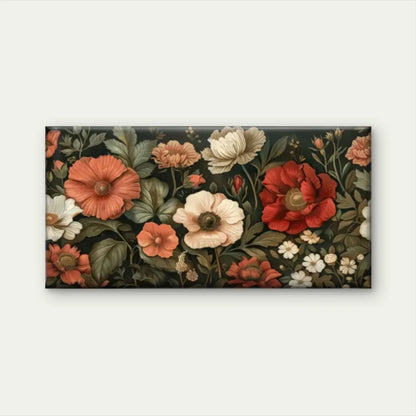 Floral Red White Flowers Wall Art Canvas Office Home Room Framed 120x60cm